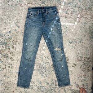 GAP Paint-Splatter Distressed Skinny Jeans - Blue